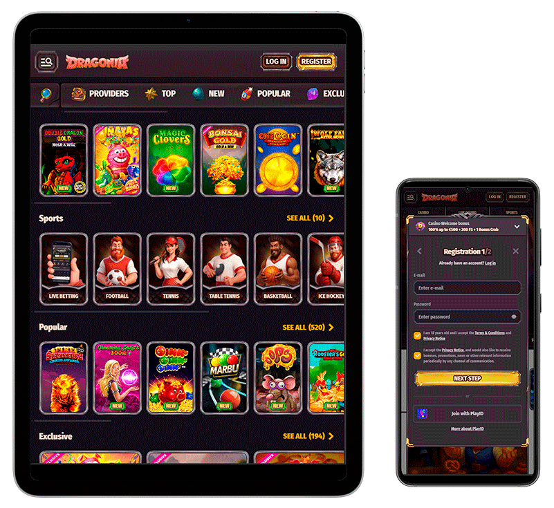 Dragonia casino mobile and tab